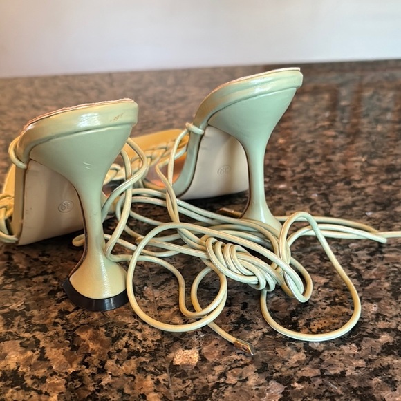 Bai beioi deep mint Green margarita Heels and Woven with lace ankle strap 8.5 - Picture 6 of 11